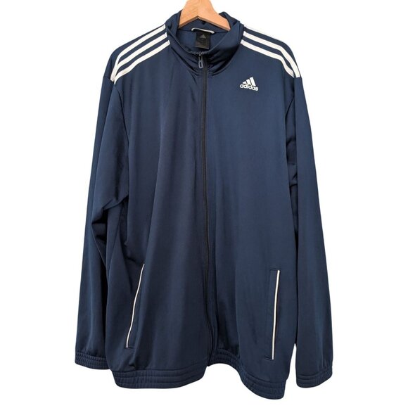 Adidas 3 Stripes Essentials Tricot Navy Blue White Track Jacket Mens Size XXL - Picture 1 of 7